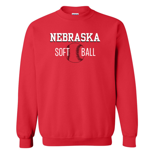 Nebraska Red Softball Heavy Blend Sweatshirt