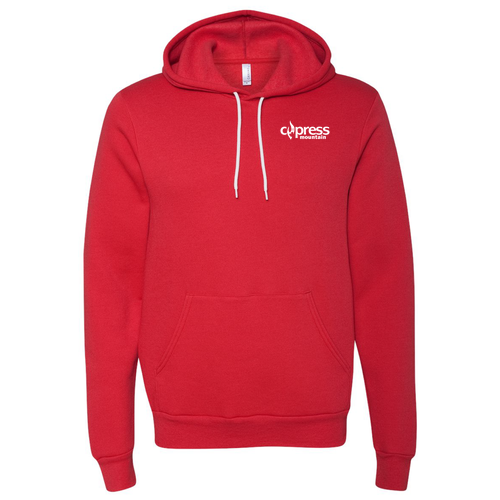 Cypress Mountain Logo 2 White Ink -- Pullover Hooded Sweatshirt Red