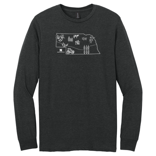 Gildan Softstyle CVC Long Sleeve Tee -- Pitch Black Mist