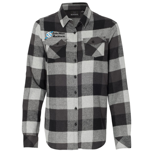 Burnside Ladies Yarn Dyed Long Sleeve Flannel Shirt -- Black
