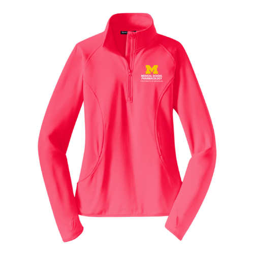 Ladies Sport Tek Sport Wick Stretch Half Zip Pullover -- Hot Coral