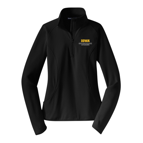 Embroidered Sport Tek Ladies Sport Wick Stretch Half Zip Pullover -- Black