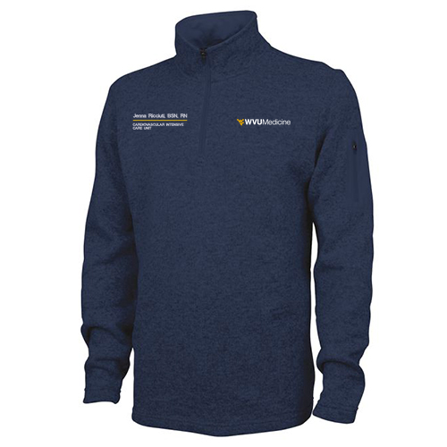 Embroidered Charles River Men's Heathered Fleece Pullover -- Navy Heather