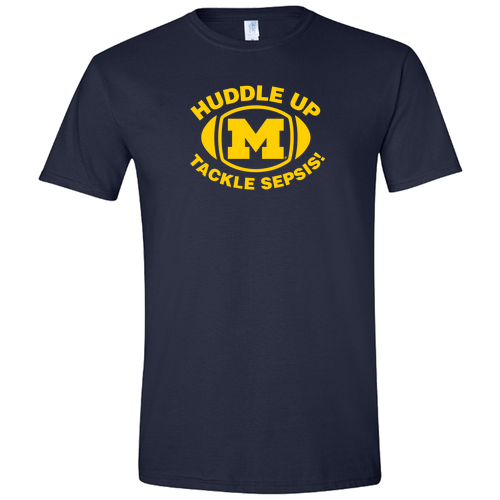 Gildan SoftStyle Fitted T-Shirt -- Navy, Tackle Sepsis with Back [HIDE]