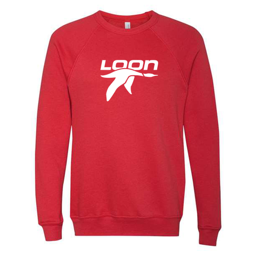 Loon Logo 1 White Ink -- Crewneck Sweatshirt Red