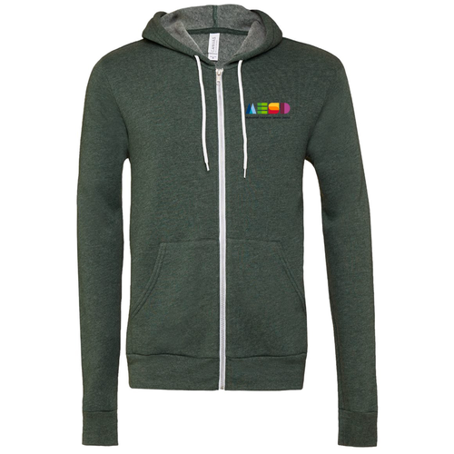 Bella Canvas Unisex Full-Zip Hooded Sweatshirt -- Heather Forest