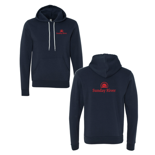 Sunday River Logo 2 Red Ink -- Pullover Hooded Sweatshirt Navy
