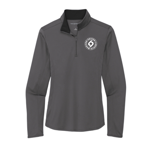 WOMEN'S Port Authority Silk Touch Performance 1 / 4-Zip -- Steel Grey / Black