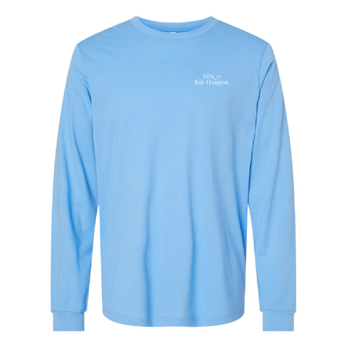 Inn at Bay Harbor 1 color White left chest/back Long Sleeve Crew -- Carolina Blue