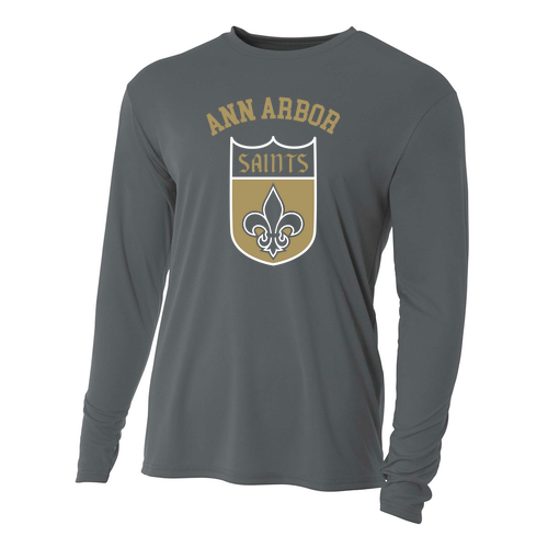 Youth A4 Performance LS Wicking Tee -- Graphite