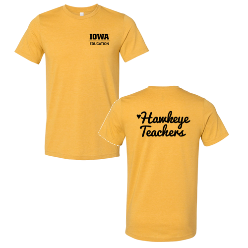 Hawkeye Teacher Bella Canvas Unisex Heather CVC T-Shirt -- Heather Mustard