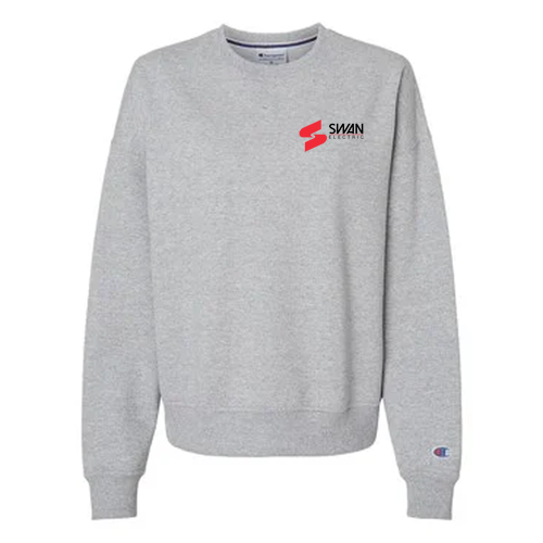 Ladies Champion Powerblend Crewneck Sweatshirt -- Light Steel, Swan