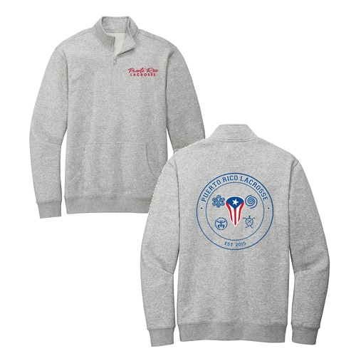 Taino Symbol 1 / 4-Zip Sweatshirt -- Light Heather Grey