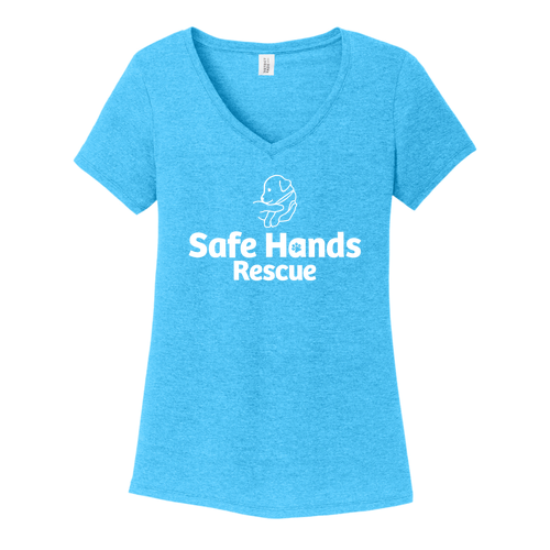 District Made Ladies Perfect Tri V-Neck Tee -- Turquoise Frost
