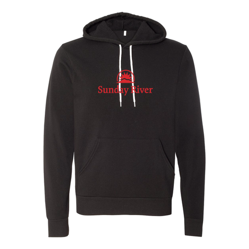 Sunday River Logo 1 Red Ink -- Pullover Hooded Sweatshirt Black
