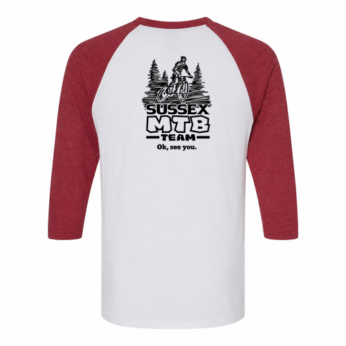 American Apparel CVC Unisex Raglan T-Shirt MTB -- White / Heather Cardinal