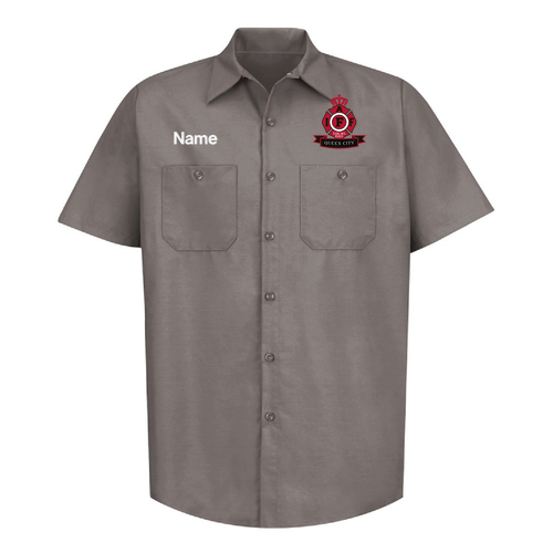 Gray Blue Red Kap Industrial Short Sleeve Work Shirt
