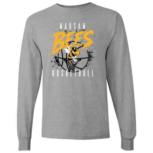Warsaw Bees Gildan Heavy Cotton Longsleeve T-Shirt -- Sport Grey
