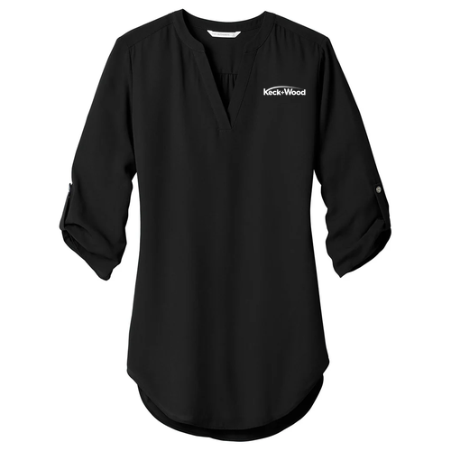 Port Authority Ladies 3/4-Sleeve Tunic Blouse -- Black