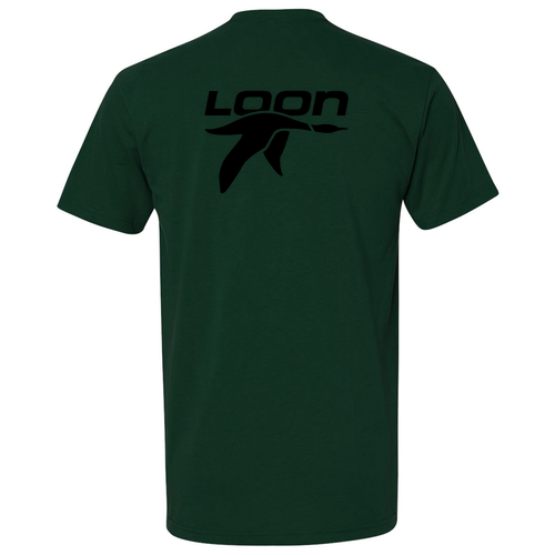 Loon Logo 2 Black Ink -- Short Sleeve Forest Green