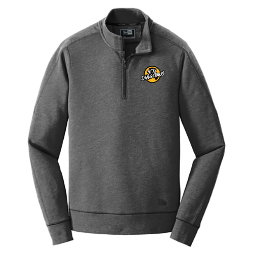 Embroidered -- New Era Tri-Blend Fleece 1/4-Zip Pullover -- Black Heather