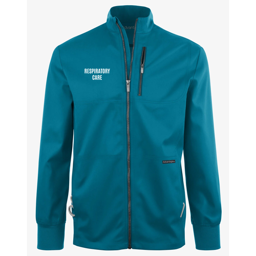 Embroidered Uniform Advantage STRETCH for Men Zip Front Warm-Up Scrub Jacket -- Caribbean Blue