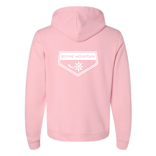 Boyne Mountain Logo 2 White Ink -- Pullover Hooded Sweatshirt Pink