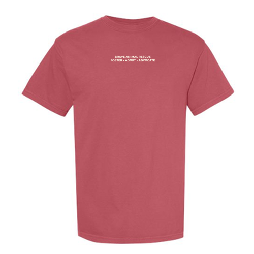 Embroidered Brave Tee -- Crimson