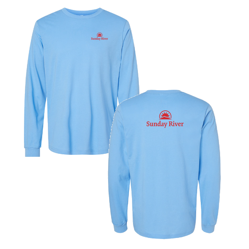 Sunday River Logo 2 Red Ink -- Long Sleeve Carolina Blue
