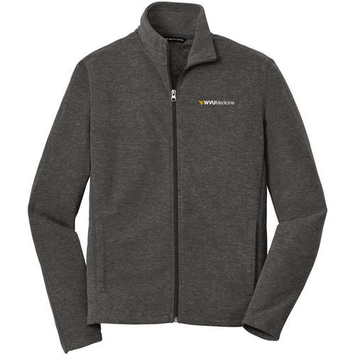 Port Authority Heather Microfleece Full Zip Jacket -- Black Charcoal Heather