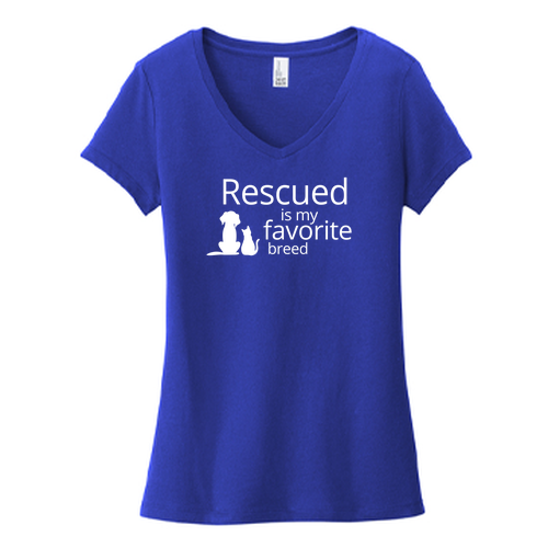 District Women's Very Important Tee  V-Neck -- Deep Royal (Rescued Logo)