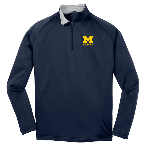 Sport Tek Sportwick Fleece Quarter Zip Pullover -- Navy / Silver