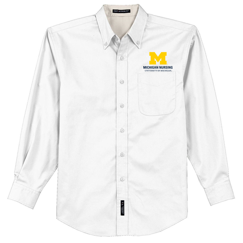 Port Authority Easy Care Long Sleeve Shirt -- White / Light Stone