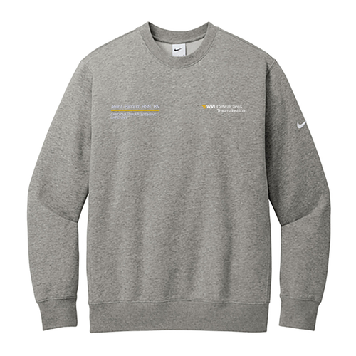 Gender Care Heart Nike Club Fleece Sleeve Swoosh Crew -- Dark Grey Heather