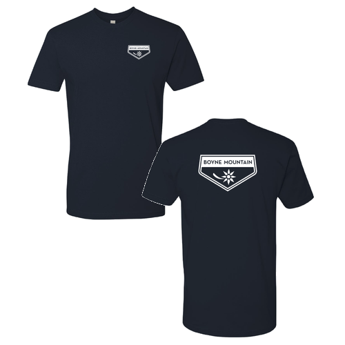 Boyne Mountain Logo 2 White Ink -- Short Sleeve Midnight Navy