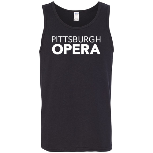 Gildan Heavy Cotton Adult Tank Top -- Black with White Printing