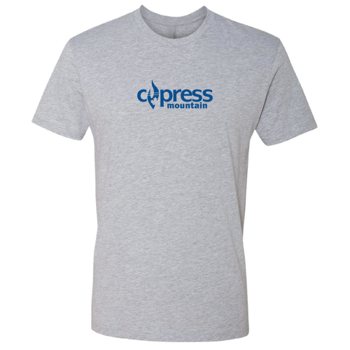 Cypress Mountain Logo 1 Blue Ink -- Short Sleeve Heather Grey