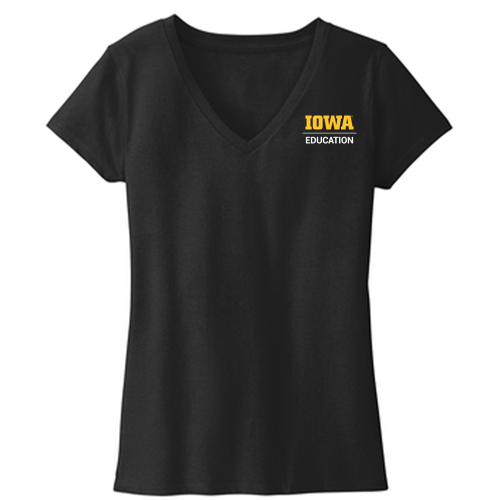 Hawkeye Teachers District Womens Re-Tee V-Neck -- Black