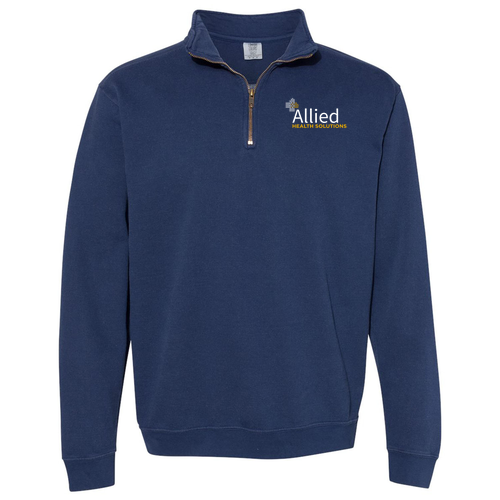 Embroidered Comfort Colors Adult Quarter Zip Sweatshirt -- True Navy