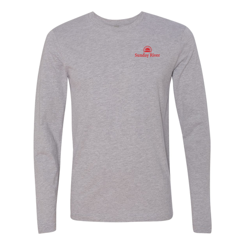 Sunday River Logo 2 Red Ink -- Long Sleeve Heather Grey