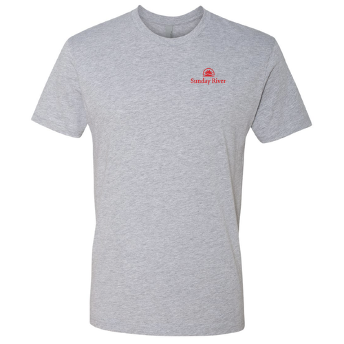 Sunday River Logo 2 Red Ink -- Short Sleeve Heather Grey