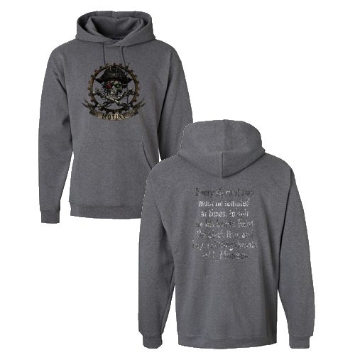 Mutiny Hanes 10 oz Ultimate Cotton Printpro Adult  Hooded Sweatshirt -- Charcoal Heather