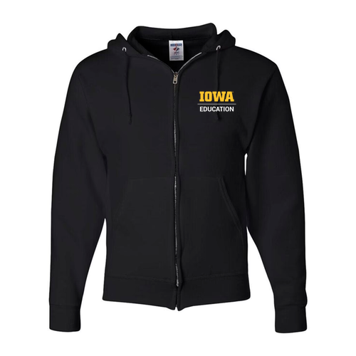 Hawkeye Teacher Jerzees Full Zip Hooded Sweatshirt -- Black