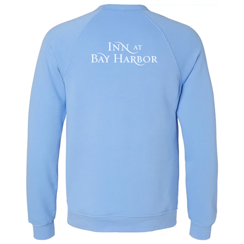 Inn at Bay Harbor 1 color White left chest/back Crewneck Sweatshirt -- Carolina Blue
