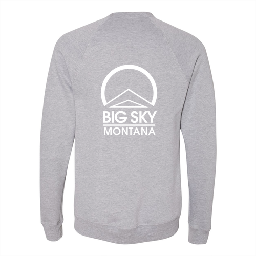 Big Sky Montana Logo 2 White Ink -- Crewneck Sweatshirt  Athletic Heather