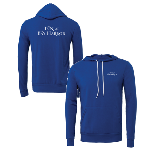 Inn at Bay Harbor 1 color White left chest/back Pullover Hooded Sweatshirt -- True Royal