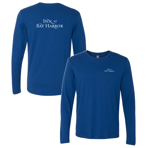 Inn at Bay Harbor 1 color White left chest/back Long Sleeve Crew -- Royal