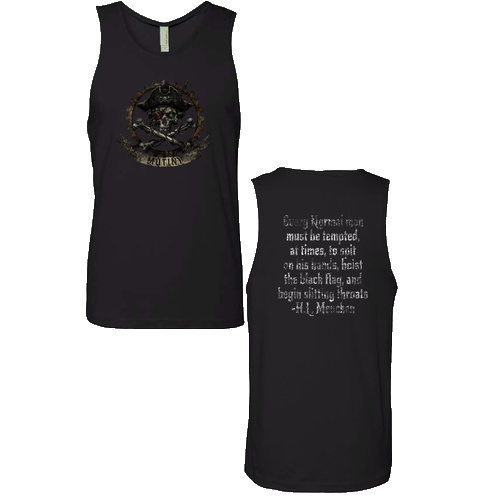 Next Level Apparel Cotton Muscle Tank -- Black Mutiny front & back design