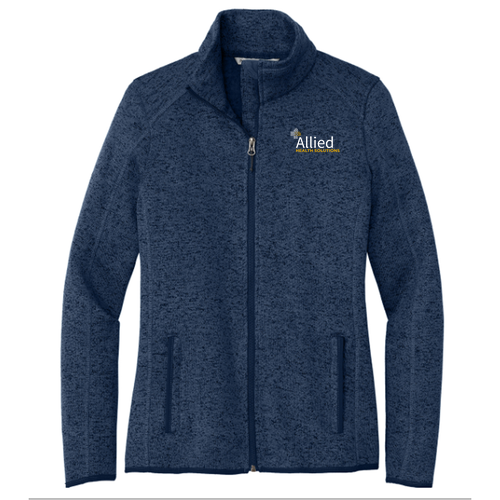 Port Authority Ladies Sweater Fleece Jacket -- River Blue Navy Heather