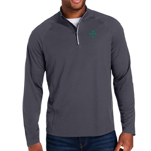 Unisex Origin Performance Pique Quarter-Zip Pullover Embroidered  -- Carbon / Black